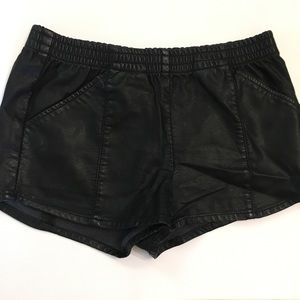 Black Faux Leather Shorts